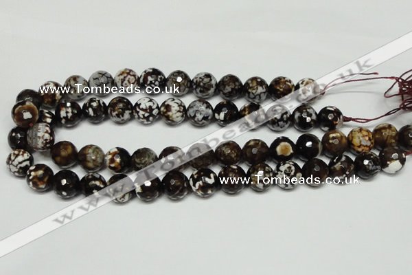 CAB618 15.5 inches 14mm faceted round leopard skin agate beads wholesale