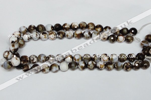 CAB620 15.5 inches 12mm faceted round leopard skin agate beads wholesale