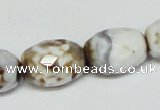 CAB624 15.5 inches 14*20mm faceted egg-shaped leopard skin agate beads