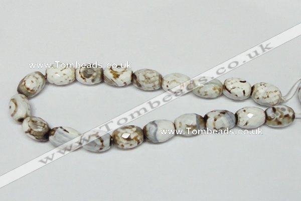 CAB624 15.5 inches 14*20mm faceted egg-shaped leopard skin agate beads