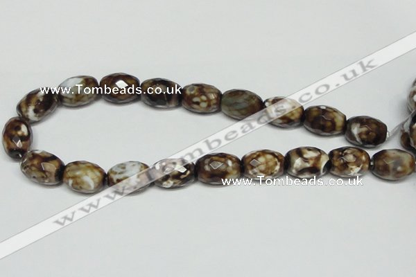 CAB625 15.5 inches 14*20mm faceted egg-shaped leopard skin agate beads