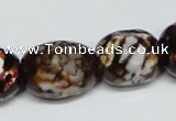 CAB626 15.5 inches 16*22mm faceted egg-shaped leopard skin agate beads