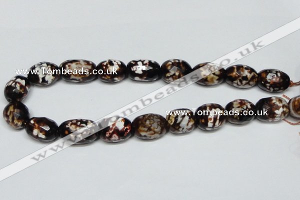 CAB626 15.5 inches 16*22mm faceted egg-shaped leopard skin agate beads