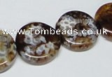 CAB628 15.5 inches 20mm flat round leopard skin agate beads wholesale