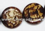 CAB630 15.5 inches 25mm flat round leopard skin agate beads wholesale