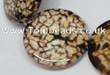 CAB631 15.5 inches 30mm flat round leopard skin agate beads wholesale