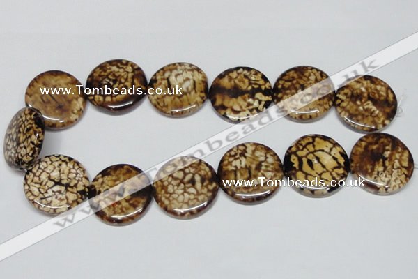 CAB631 15.5 inches 30mm flat round leopard skin agate beads wholesale