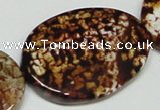 CAB635 15.5 inches 30*40mm twisted oval leopard skin agate beads