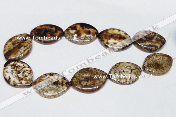 CAB638 15.5 inches 30*40mm marquise leopard skin agate beads