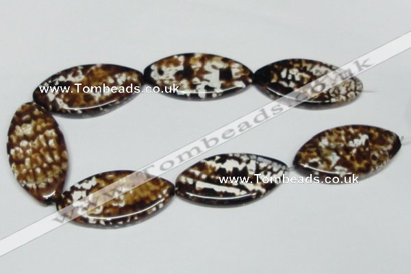 CAB639 15.5 inches 25*50mm marquise leopard skin agate beads