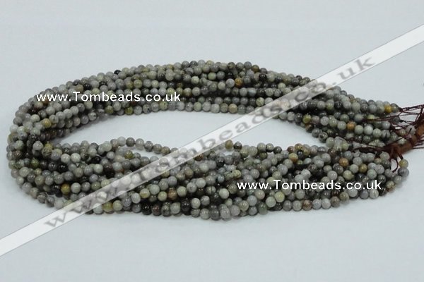 CAB65 15.5 inches 4mm round silver needle agate gemstone beads