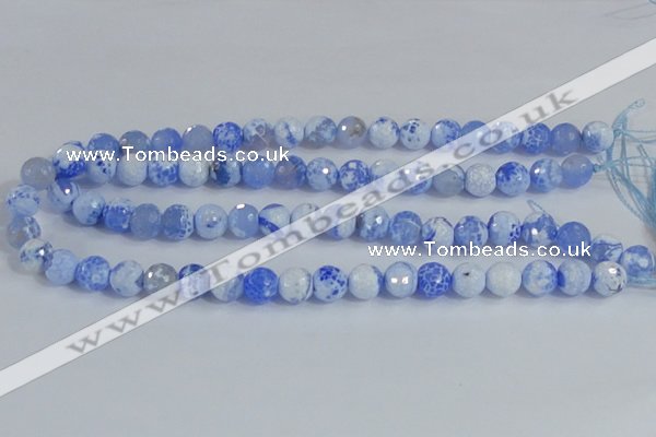 CAB650 15.5 inches 10mm faceted round fire crackle agate beads