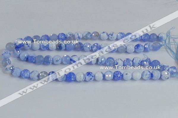 CAB650 15.5 inches 10mm faceted round fire crackle agate beads