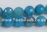 CAB655 15.5 inches 12mm faceted round fire crackle agate beads