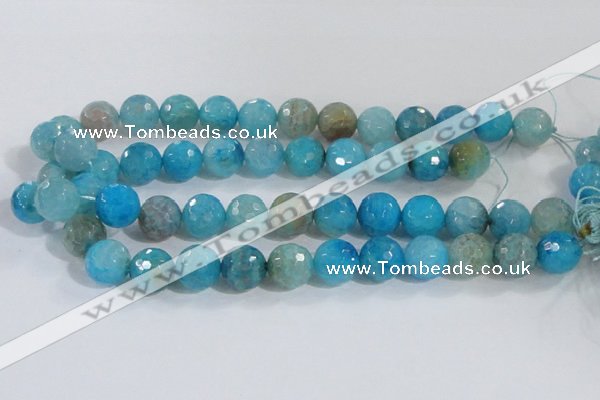 CAB656 15.5 inches 14mm faceted round fire crackle agate beads