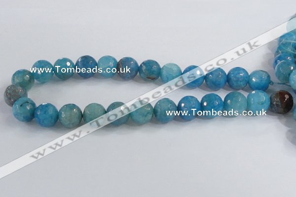 CAB657 15.5 inches 16mm faceted round fire crackle agate beads