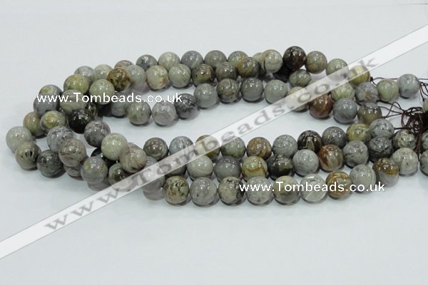 CAB68 15.5 inches 12mm round silver needle agate gemstone beads