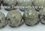 CAB71 15.5 inches 20mm round silver needle agate gemstone beads