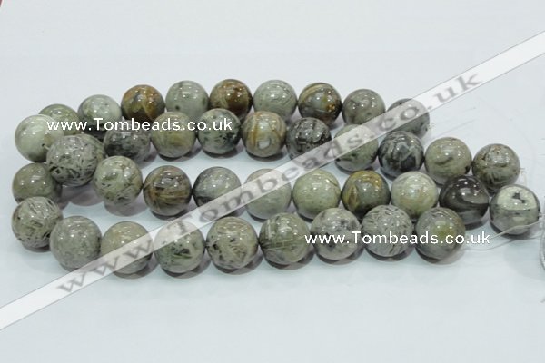 CAB71 15.5 inches 20mm round silver needle agate gemstone beads