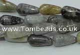 CAB72 15.5 inches 8*16mm teardrop silver needle agate gemstone beads