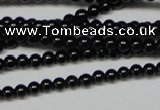 CAB720 15.5 inches 3mm round black agate gemstone beads wholesale