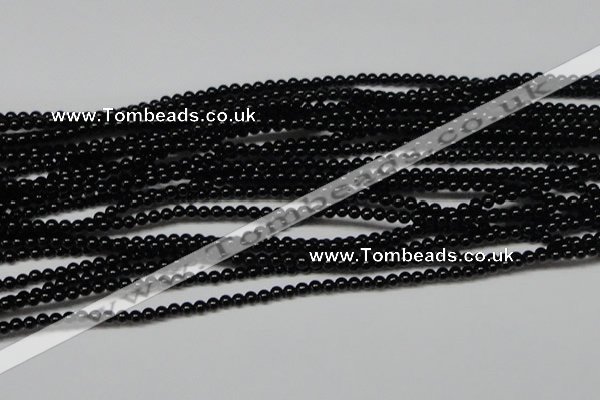 CAB720 15.5 inches 3mm round black agate gemstone beads wholesale