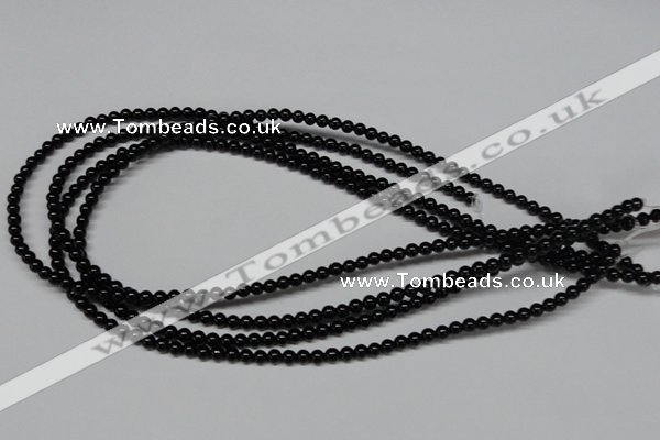 CAB721 15.5 inches 4mm round black agate gemstone beads wholesale