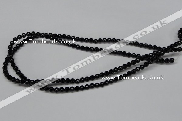 CAB722 15.5 inches 5mm round black agate gemstone beads wholesale