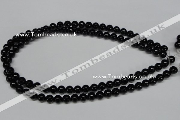 CAB724 15.5 inches 8mm round black agate gemstone beads wholesale