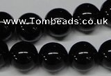 CAB727 15.5 inches 14mm round black agate gemstone beads wholesale