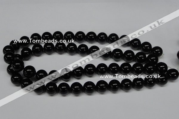 CAB727 15.5 inches 14mm round black agate gemstone beads wholesale