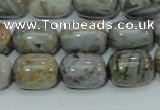 CAB73 15.5 inches 12*16mm egg-shaped silver needle agate beads