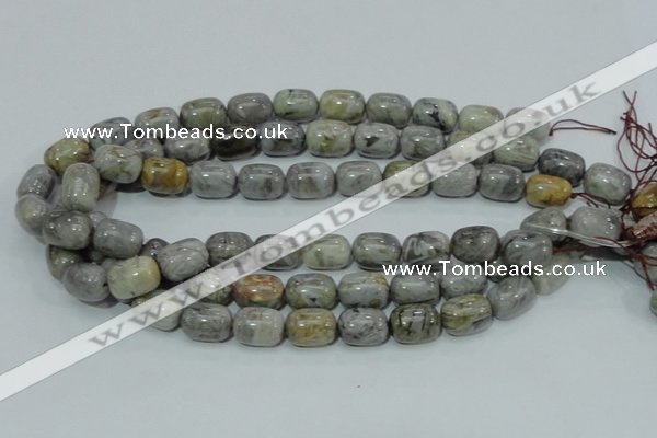 CAB73 15.5 inches 12*16mm egg-shaped silver needle agate beads