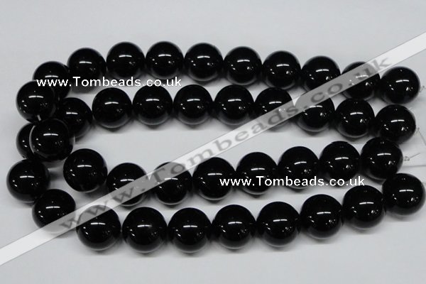 CAB730 15.5 inches 20mm round black agate gemstone beads wholesale