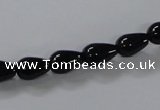 CAB733 15.5 inches 7*10mm teardrop black agate gemstone beads