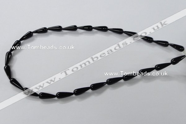 CAB734 15.5 inches 6*16mm teardrop black agate gemstone beads