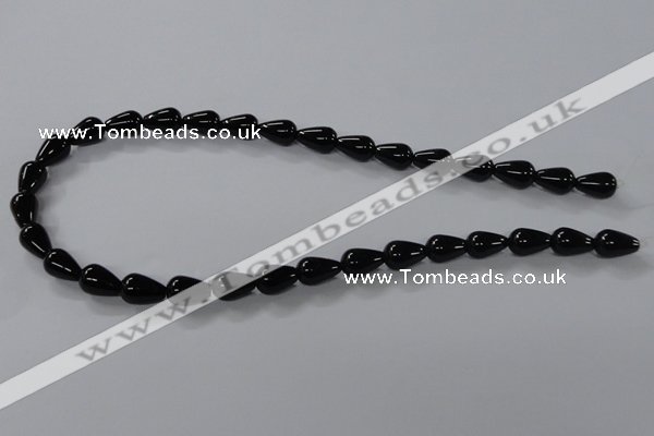 CAB735 15.5 inches 8*12mm teardrop black agate gemstone beads