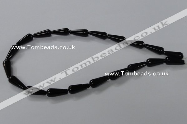 CAB737 15.5 inches 8*20mm teardrop black agate gemstone beads