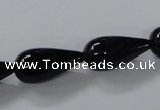 CAB739 15.5 inches 10*22mm teardrop black agate gemstone beads