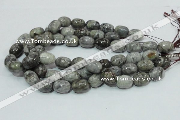 CAB74 15.5 inches 15*20mm egg-shaped silver needle agate beads