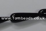 CAB740 15.5 inches 10*30mm teardrop black agate gemstone beads