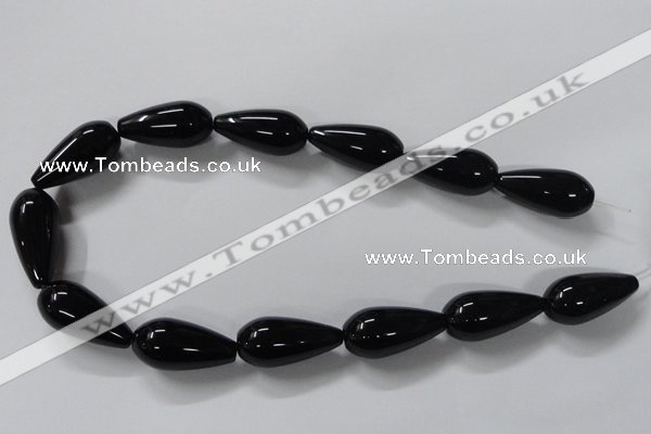 CAB741 15.5 inches 12*30mm teardrop black agate gemstone beads