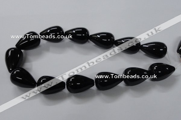 CAB743 15.5 inches 20*30mm teardrop black agate gemstone beads