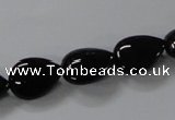 CAB745 15.5 inches 10*14mm flat teardrop black agate gemstone beads