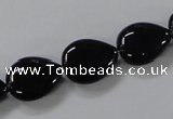 CAB746 15.5 inches 12*16mm flat teardrop black agate gemstone beads