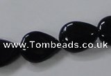 CAB747 15.5 inches 13*18mm flat teardrop black agate gemstone beads