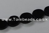 CAB750 15.5 inches 10*12mm oval black agate gemstone beads