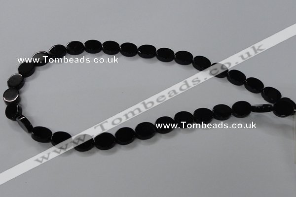 CAB750 15.5 inches 10*12mm oval black agate gemstone beads