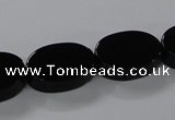 CAB751 15.5 inches 13*18mm oval black agate gemstone beads