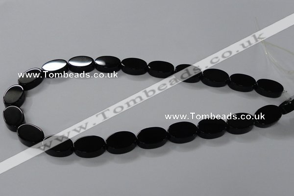 CAB751 15.5 inches 13*18mm oval black agate gemstone beads